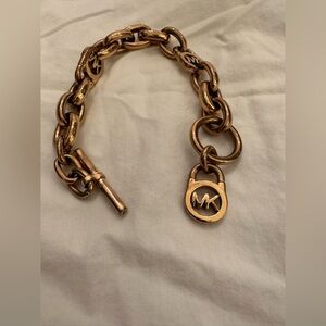 Michael Kors Rose Gold-Tone Logo Chain Bracelet